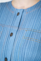 Pleats Please Issey Miyake Cotton Denim Pleated Jacket Vancouver. Shop Online or in Store.