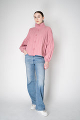 Pleats Please Issey Miyake Cropped Smooth Coat in Pink Vancouver. Shop Online or in Store.