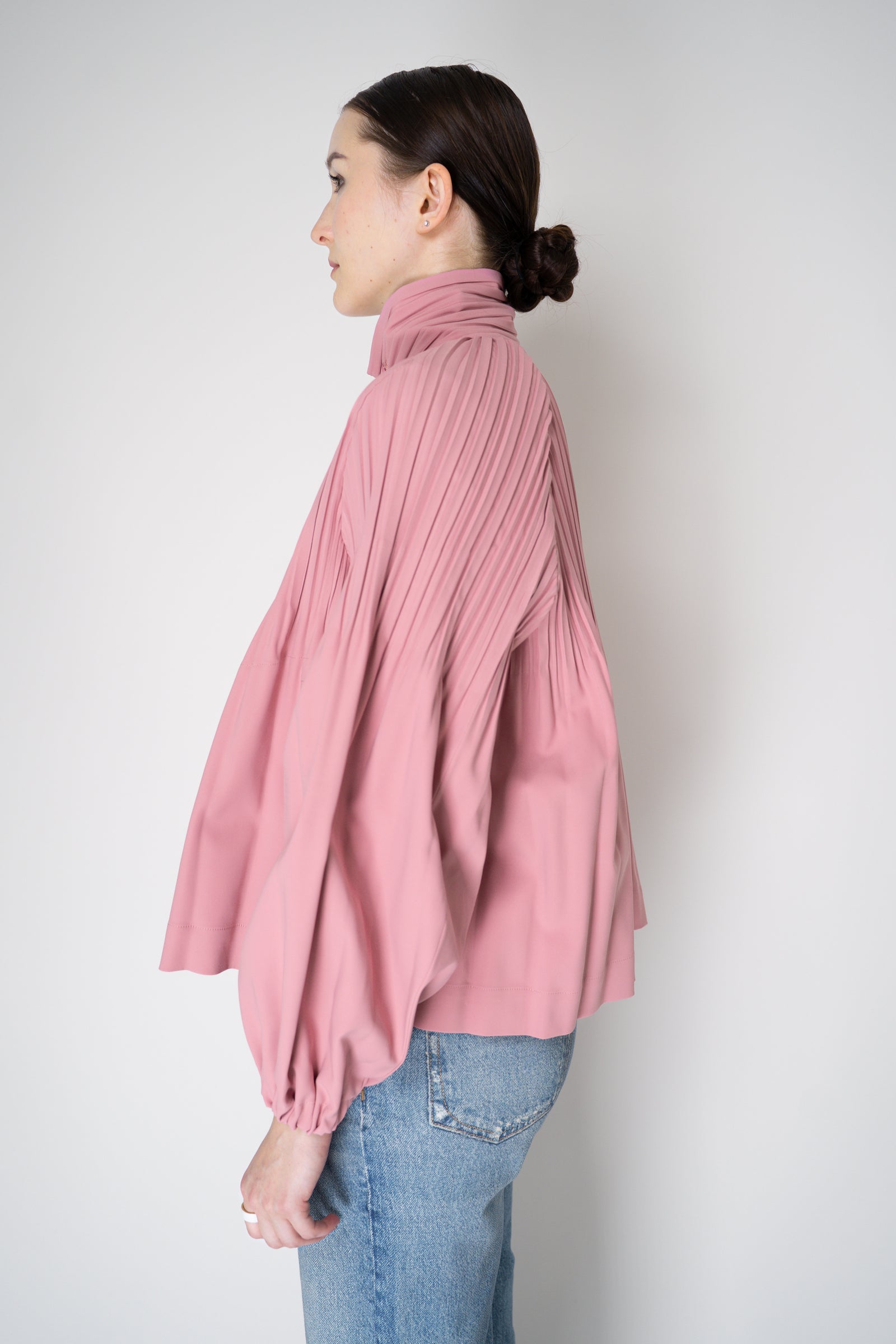 Pleats Please Issey Miyake Cropped Smooth Coat in Pink – Ashia Mode