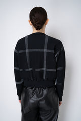 Pleats Please Issey Miyake Crossing Knit Stretch Crew Neck Sweater in Black Vancouver. Shop Online or in Store.