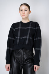 Pleats Please Issey Miyake Crossing Knit Stretch Crew Neck Sweater in Black Vancouver. Shop Online or in Store.