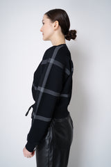 Pleats Please Issey Miyake Crossing Knit Stretch Crew Neck Sweater in Black Vancouver. Shop Online or in Store.