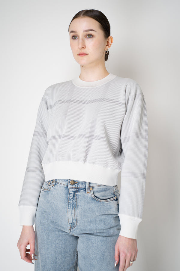 Pleats Please Issey Miyake Crossing Knit Stretch Crew Neck Sweater