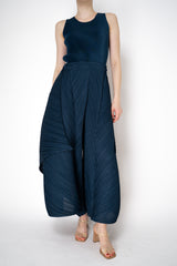 Pleats Please Issey Miyake Flare Layered Wide Leg Pants in Navy Vancouver. Shop Online or in Store.