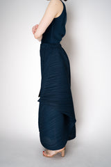 Pleats Please Issey Miyake Flare Layered Wide Leg Pants in Navy Vancouver. Shop Online or in Store.