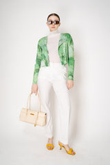 Pleats Please Issey Miyake Foggy Forest Cardigan in Green Vancouver. Shop Online or in Store.