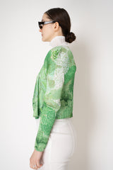 Pleats Please Issey Miyake Foggy Forest Cardigan in Green Vancouver. Shop Online or in Store.