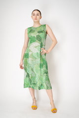 Pleats Please Issey Miyake Foggy Forest Dress in Green Vancouver. Shop Online or in Store.