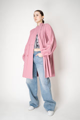 Pleats Please Issey Miyake Knee Length Smooth Coat in Pink Vancouver. Shop Online or in Store.