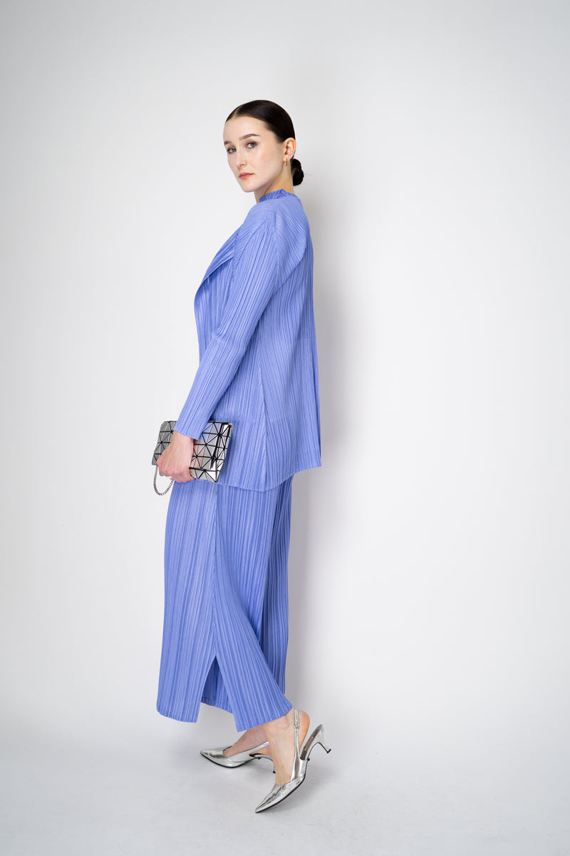 Pleats Please Issey Miyake Mellow Pleats Open Front Cardigan in Lavender Vancouver. Shop Online or in Store.