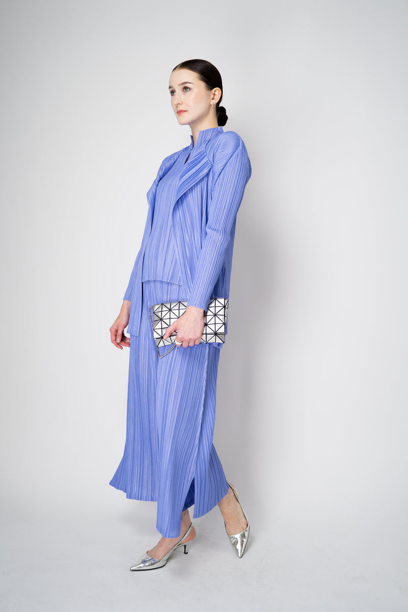 Pleats Please Issey Miyake Mellow Pleats Open Front Cardigan in Lavender Vancouver. Shop Online or in Store.