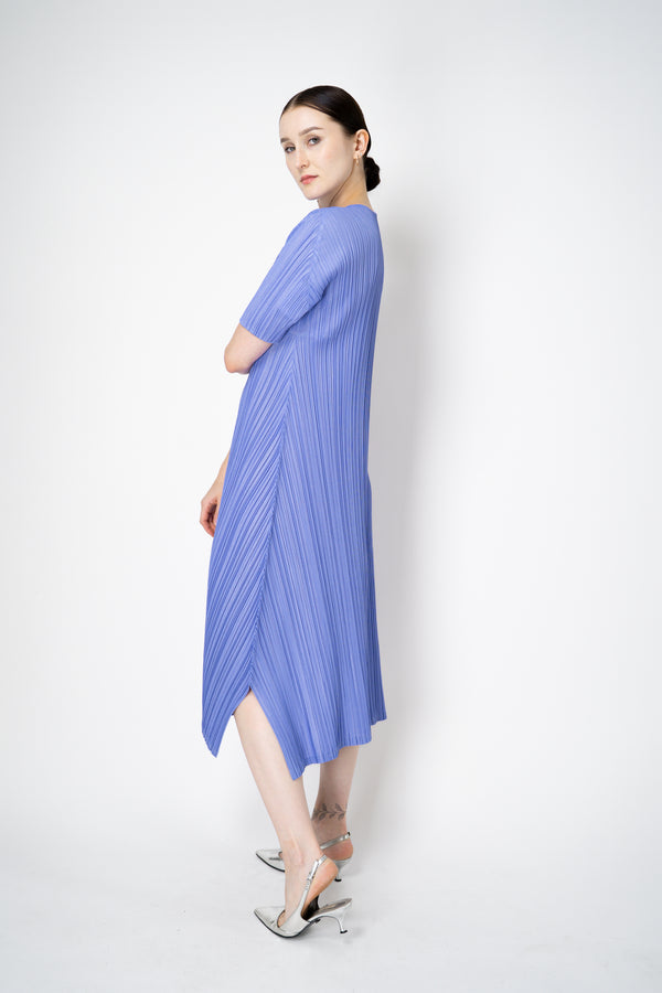 Pleats Please Issey Miyake Mellow Pleats Short Sleeve Maxi Dress in Lavender Vancouver. Shop Online or in Store.