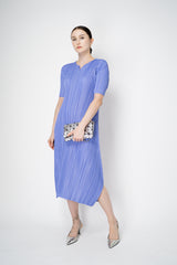 Pleats Please Issey Miyake Mellow Pleats Short Sleeve Maxi Dress in Lavender Vancouver. Shop Online or in Store.