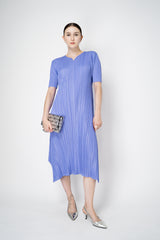 Pleats Please Issey Miyake Mellow Pleats Short Sleeve Maxi Dress in Lavender Vancouver. Shop Online or in Store.