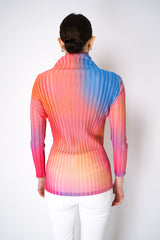Pleats Please Issey Miyake Melty Rib Turtleneck Top in Pink and Blue Vancouver. Shop online or in store