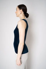 Pleats Please Issey Miyake Mist April Micro Pleated Tank Top in Navy Vancouver. Shop Online or in Store.
