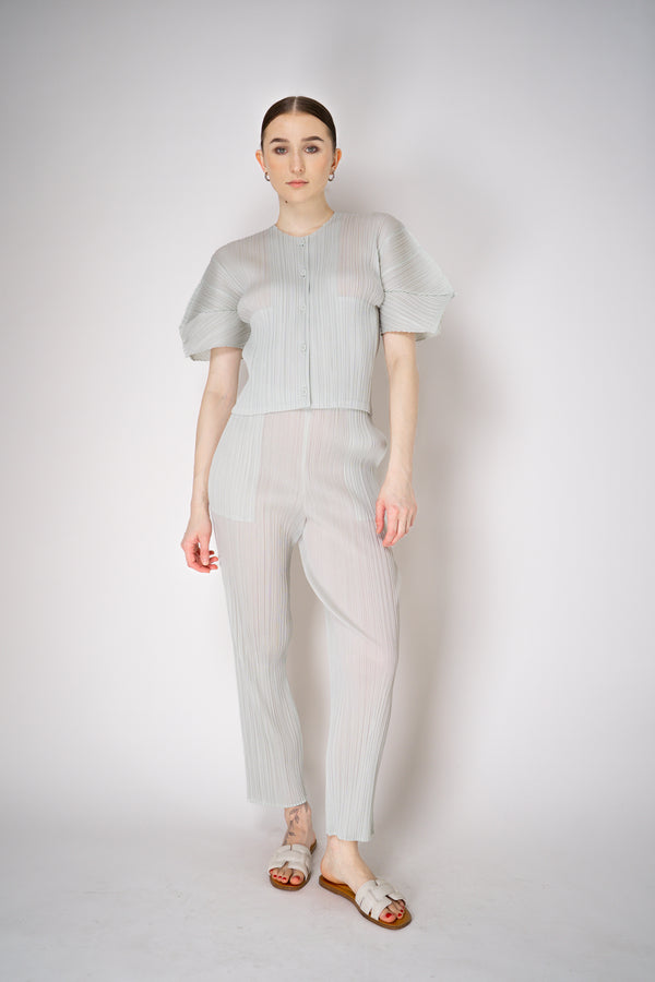 Pleats Please Issey Miyake Monthly Colors: April Pants in Pastel Green Vancouver. Shop Online or in Store.