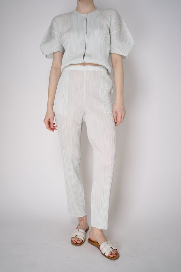 Pleats Please Issey Miyake Monthly Colors: April Pants in Pastel Green Vancouver. Shop Online or in Store.