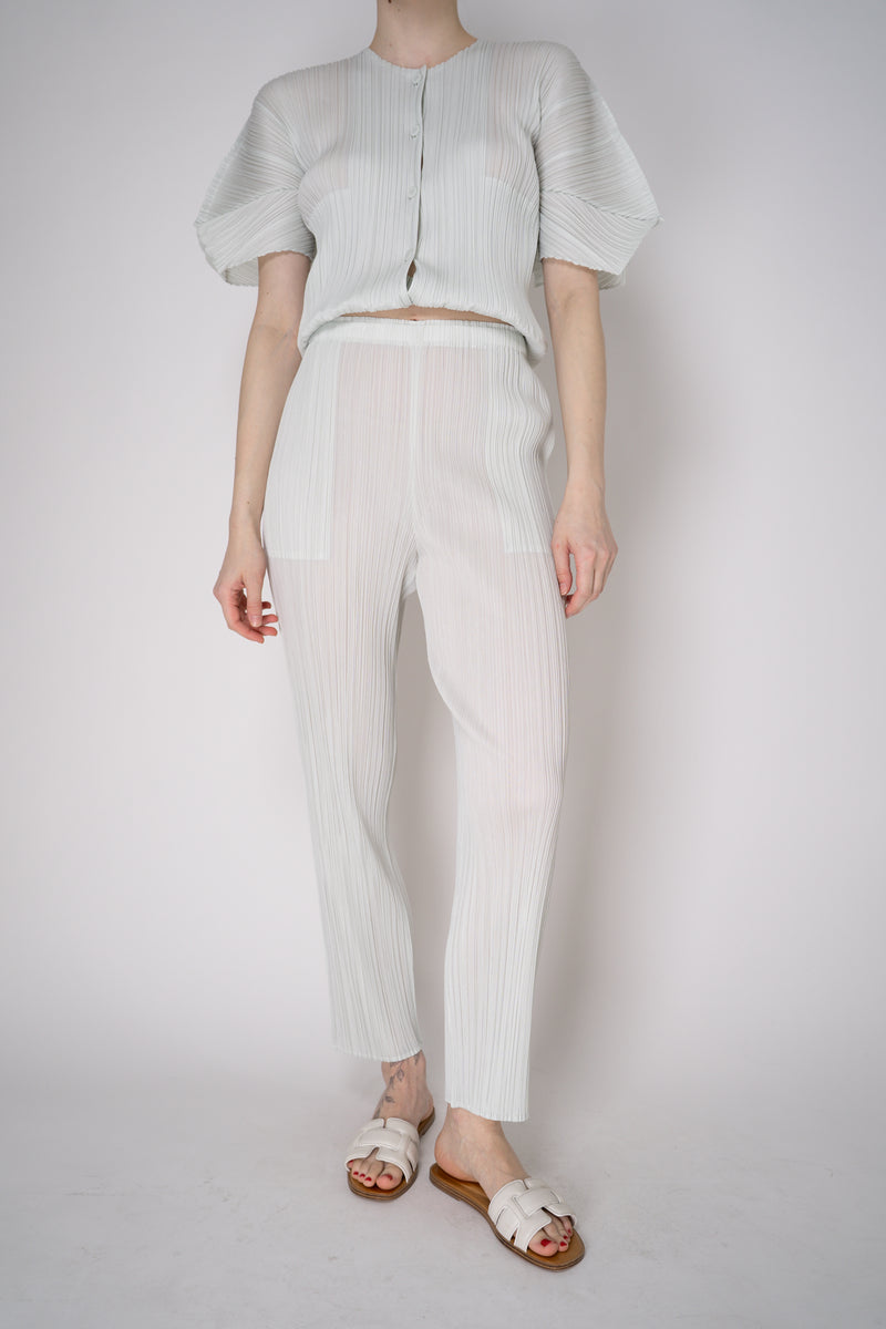 Pleats Please Issey Miyake Monthly Colors: April Pants in Pastel Green Vancouver. Shop Online or in Store.
