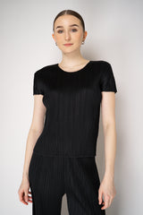 Pleats Please Issey Miyake Monthly Colors: April Pleated T-Shirt in Black Vancouver. Shop Online or in Store.