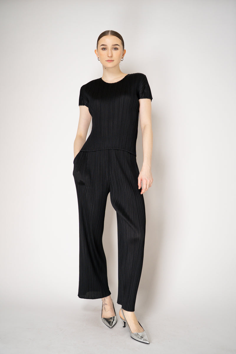 Pleats Please Issey Miyake Monthly Colors: April Pleated T-Shirt in Black Vancouver. Shop Online or in Store.