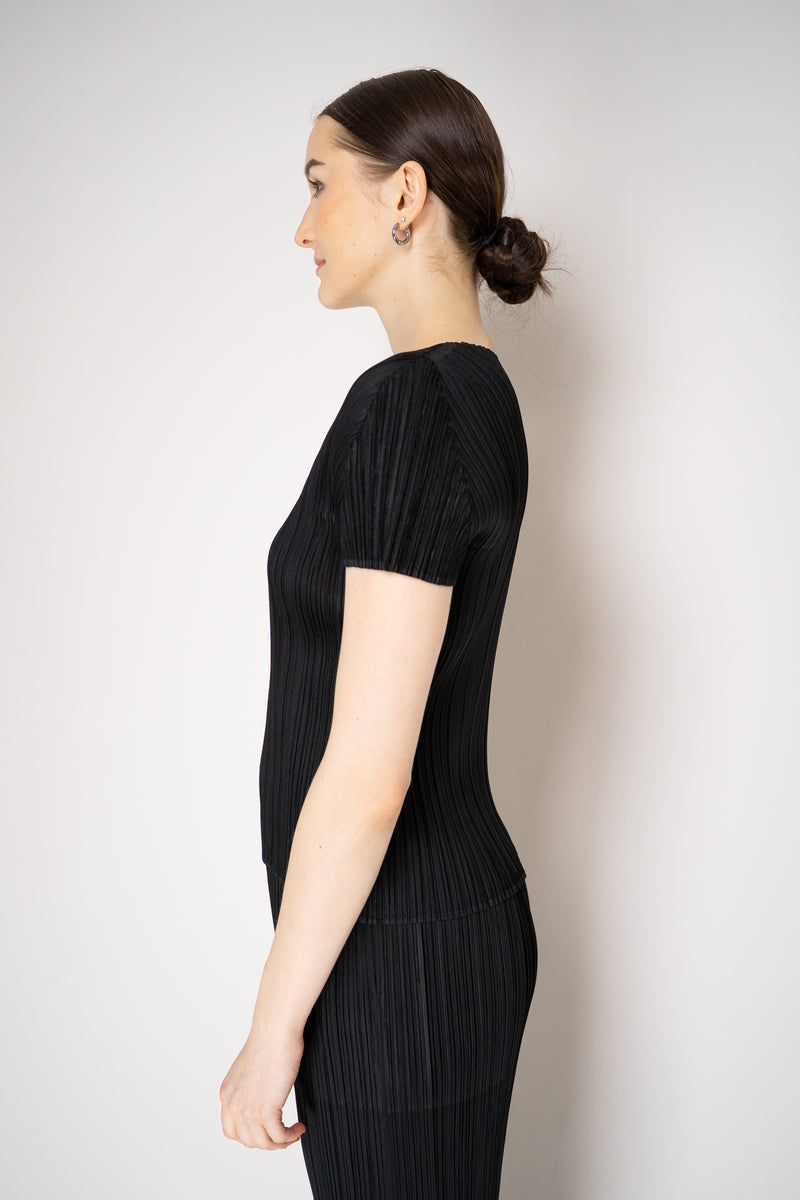 Pleats Please Issey Miyake Monthly Colors: April Pleated T-Shirt in Black Vancouver. Shop Online or in Store.