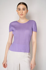 Pleats Please Issey Miyake Monthly Colors: April Pleated T-Shirt in Lilac Vancouver. Shop Online or in Store.