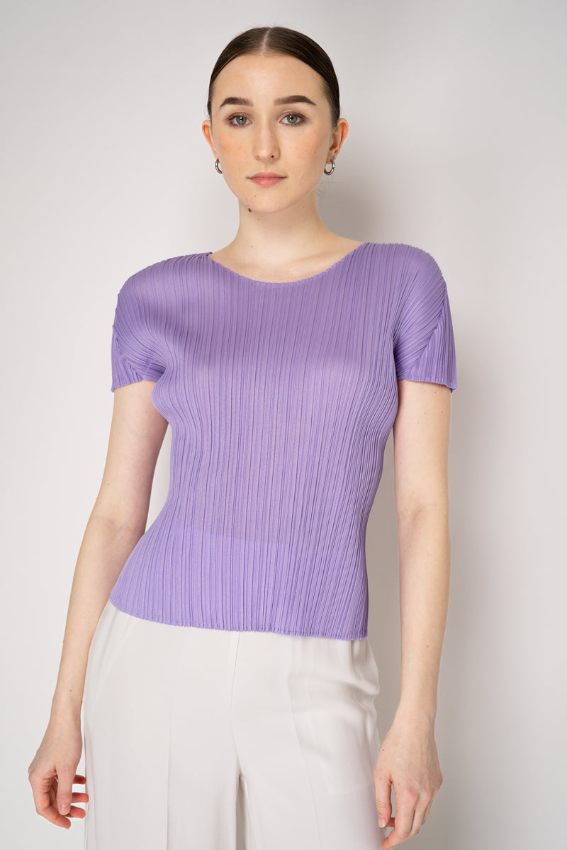 Pleats Please Issey Miyake Monthly Colors: April Pleated T-Shirt in Lilac Vancouver. Shop Online or in Store.