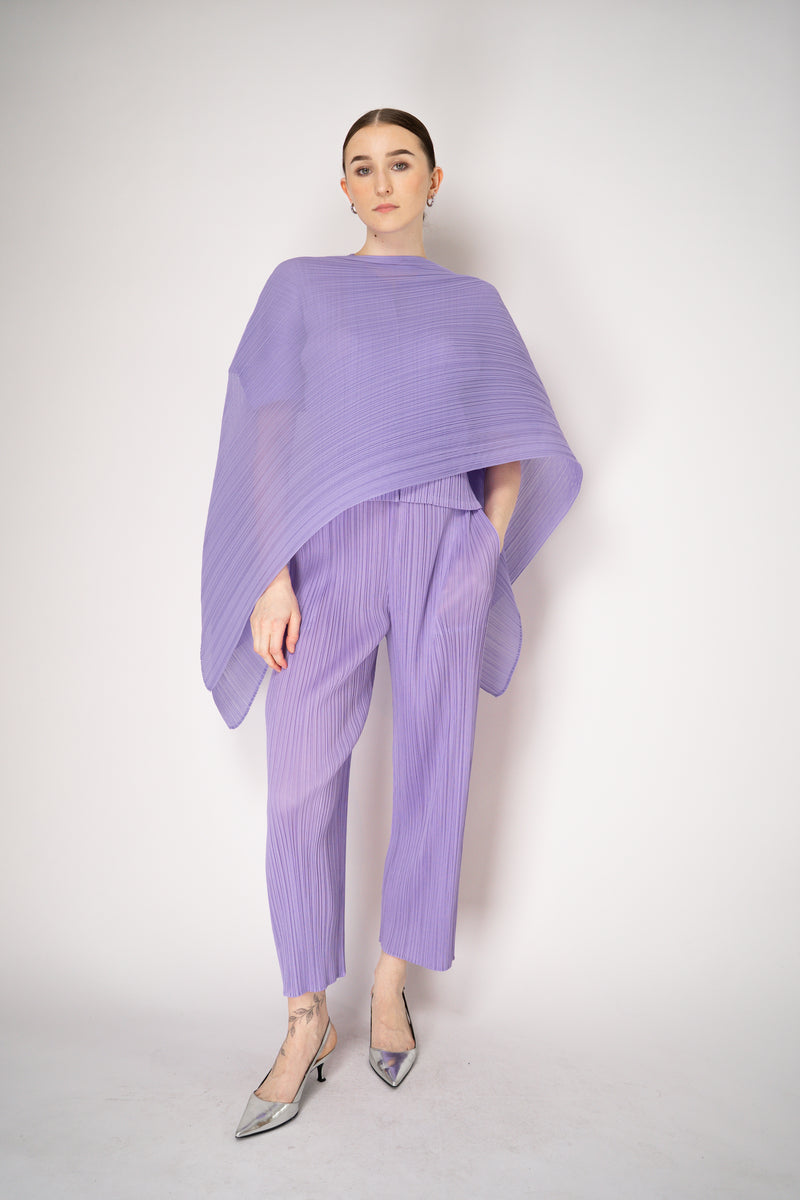 Pleats Please Issey Miyake Monthly Colors: April Straight Leg Pants in Lilac Vancouver. Shop Online or in Store.