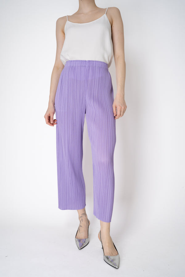 Pleats Please Issey Miyake Monthly Colors: April Straight Leg Pants in Lilac Vancouver. Shop Online or in Store.