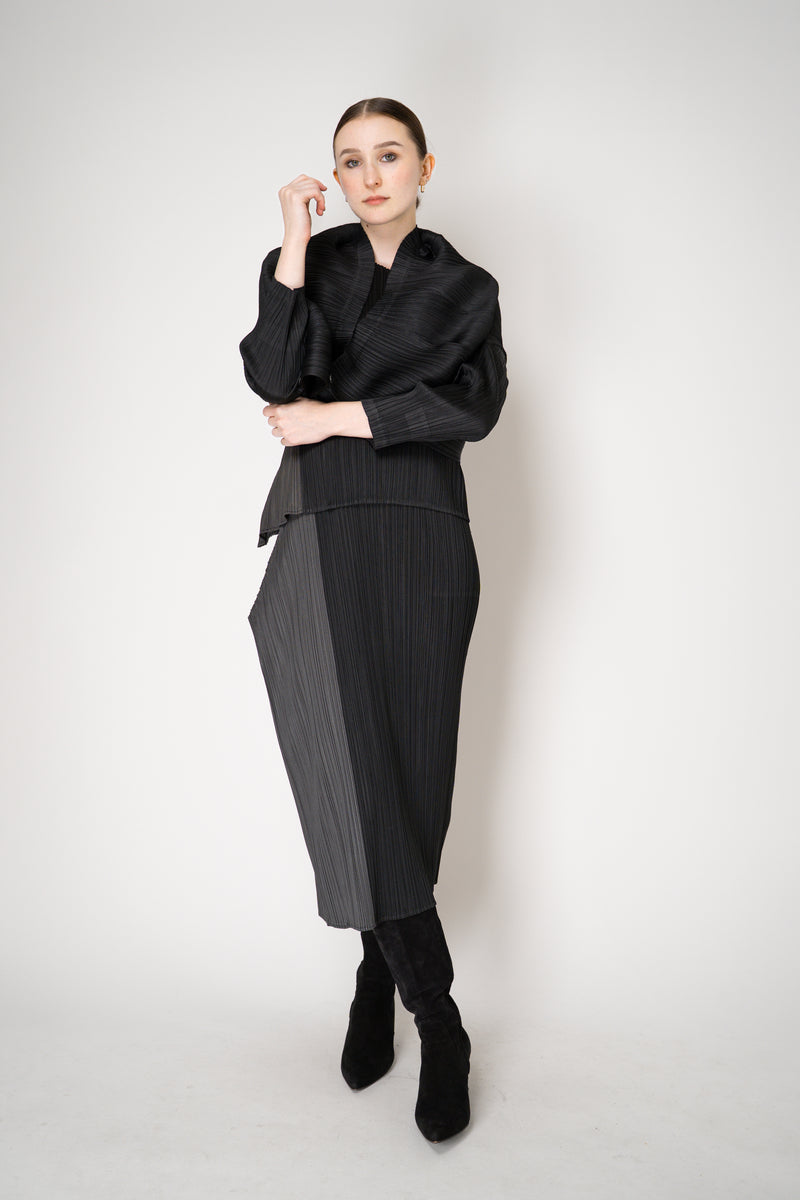Pleats Please Issey Miyake Monthly Colors: August Cardigan in Black Vancouver. Shop Online or in Store.