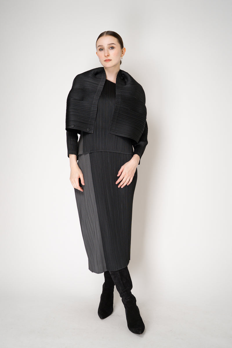 Pleats Please Issey Miyake Monthly Colors: August Cardigan in Black Vancouver. Shop Online or in Store.