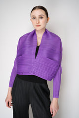 Pleats Please Issey Miyake Monthly Colors: August Cardigan in Purple Vancouver. Shop Online or in Store.