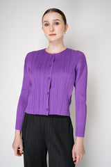Pleats Please Issey Miyake Monthly Colors: August Cardigan in Purple Vancouver. Shop Online or in Store.