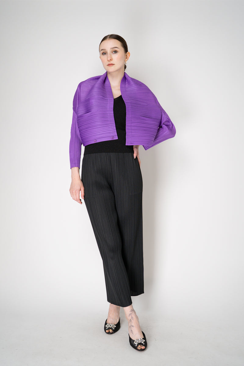 Pleats Please Issey Miyake Monthly Colors: August Cardigan in Purple Vancouver. Shop Online or in Store.