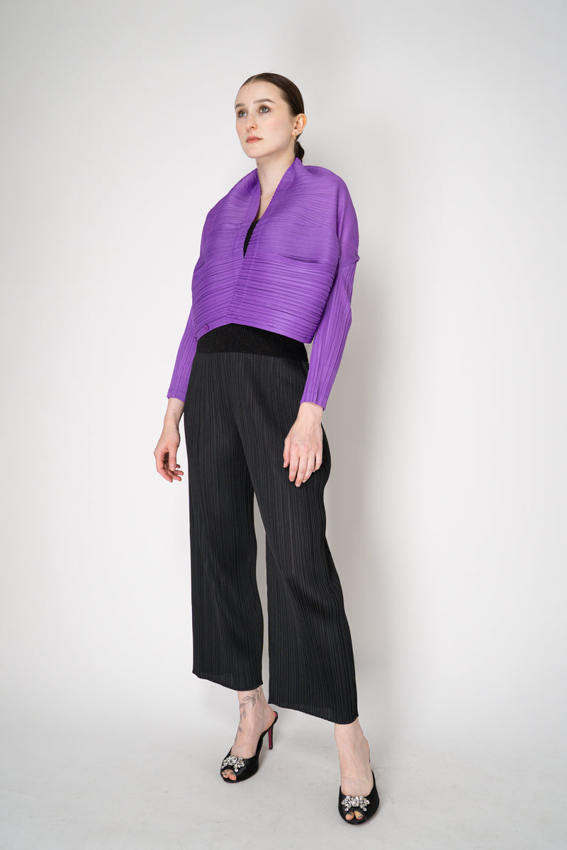Pleats Please Issey Miyake Monthly Colors: August Cardigan in Purple Vancouver. Shop Online or in Store.