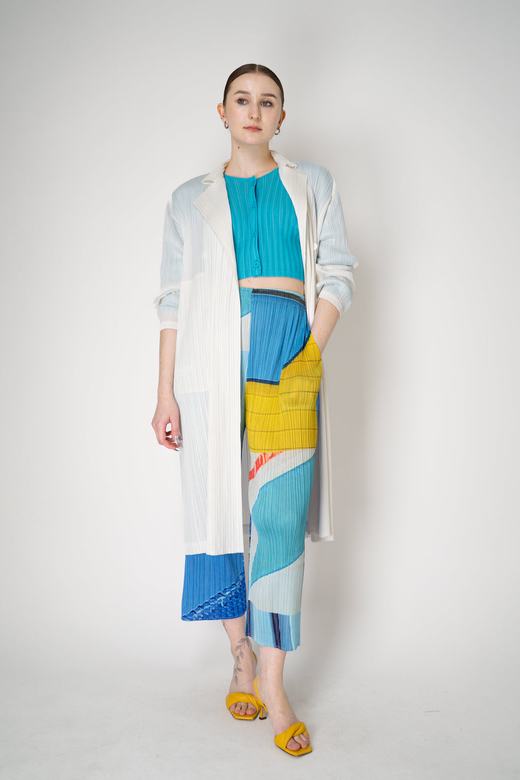 Pleats Please Issey Miyake Monthly Colors: February Collared Coat