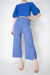 Pleats Please Issey Miyake Monthly Colors: February Wide Leg Pants in Periwinkle Vancouver. Shop Online or in Store.