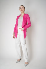 Pleats Please Issey Miyake Monthly Colors: January Drapey Lapel Cardigan in Fuchsia Vancouver. Shop Online or in Store.