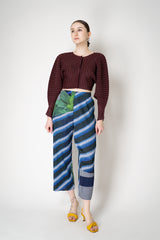 Pleats Please Issey Miyake Monthly Colors: January Rib Pleats January Cropped Bat Sleeves Cardigan in Cacao Brown Vancouver. Shop Online or in Store.