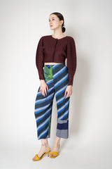 Pleats Please Issey Miyake Monthly Colors: January Rib Pleats January Cropped Bat Sleeves Cardigan in Cacao Brown Vancouver. Shop Online or in Store.