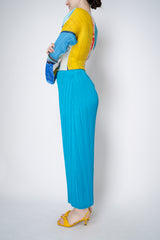Pleats Please Issey Miyake Monthly Colors: January Wide Leg Pants in Aqua Blue Vancouver. Shop Online or in Store.