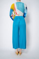 Pleats Please Issey Miyake Monthly Colors: January Wide Leg Pants in Aqua Blue Vancouver. Shop Online or in Store.
