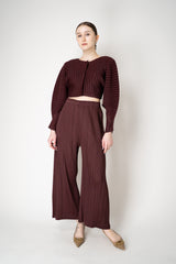 Pleats Please Issey Miyake Monthly Colors: January Wide Leg Pants in Cacao Brown Vancouver. Shop Online or in Store.