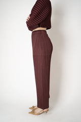 Pleats Please Issey Miyake Monthly Colors: January Wide Leg Pants in Cacao Brown Vancouver. Shop Online or in Store.