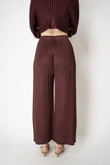 Pleats Please Issey Miyake Monthly Colors: January Wide Leg Pants in Cacao Brown Vancouver. Shop Online or in Store.