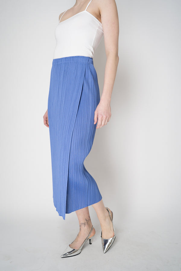 Pleats Please Issey Miyake Monthly Colors: March Ankle Length Skirt in Periwinkle Vancouver. Shop Online or in Store.