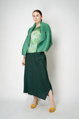 Pleats Please Issey Miyake Monthly Colors: March Cardigan in Grass Green Vancouver. Shop Online or in Store.