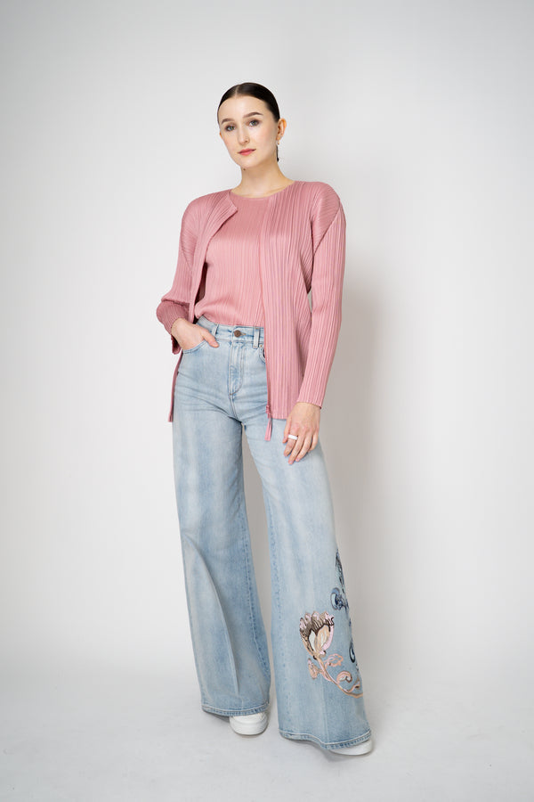 Pleats Please Issey Miyake Monthly Colors: September Long Sleeve Top in Rosewood Pink Vancouver. Shop Online or in Store.