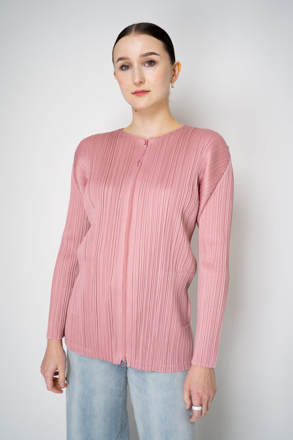 Pleats Please Issey Miyake Monthly Colors: September Zip Jacket in Rosewood Pink Vancouver. Shop Online or in Store.